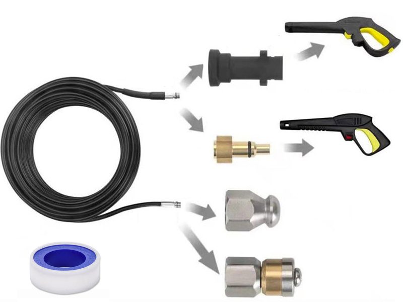 15m Drain/Pipe Cleaning Kit for Karcher, Ozito, Briggs & Stratten Carousel 2