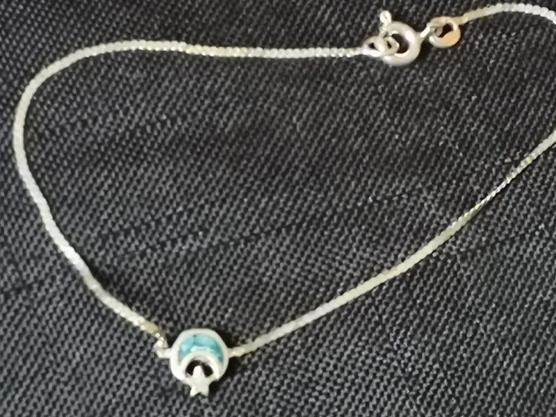 925 sterling silver serpentine chain bracelet w moon & star or chain & balls Carousel 2