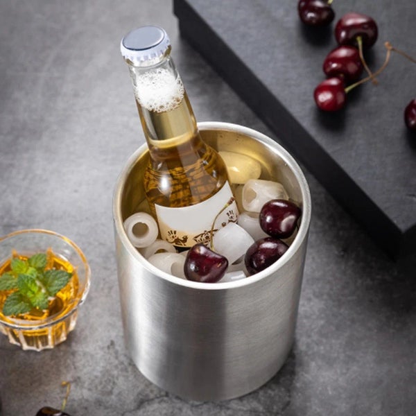 Ice Bucket 1.6L Straight Double Layer Stainless Steel Ice Bucket Bar Beer and Re Carousel 2
