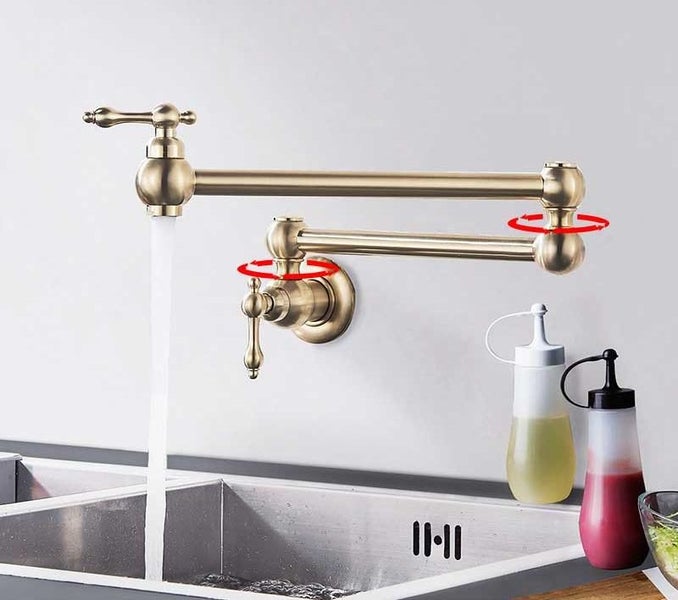 Brushed Gold Kitchen Faucet Wall Mount Bathroom Basin Faucet Cold Water W CHK12N Carousel 2