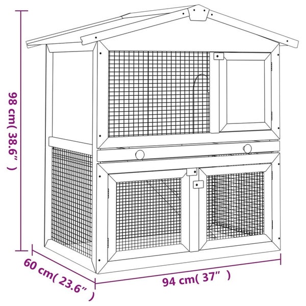 Outdoor Rabbit Hutch 3 Doors Wood Small Animal Cages & Hutches Carousel 6