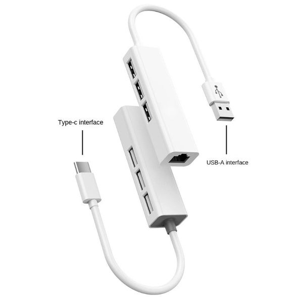 TYPE-C to RJ45 Lan Network Card 4 in 1 USB 2.0 Hub For Laptop Adapter Com CHK12N Carousel 2