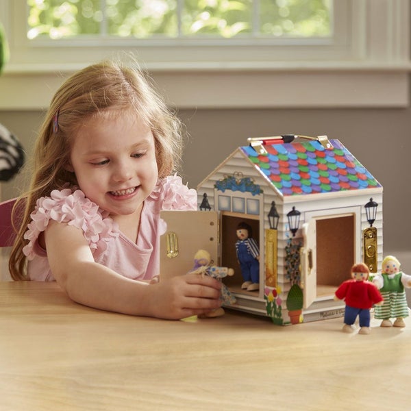 Melissa & Doug Take-Along Wooden Doorbell House Carousel 2
