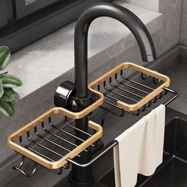 Kitchen Sink Drain Rack Space Aluminum Adjustable Shelf Sponge Soap Drain CHK12N Carousel 2