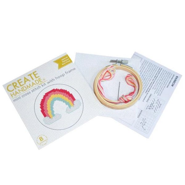 Create Handmade Cross X Stitch Rainbow And Cloud with Hoop 8cm Carousel 2