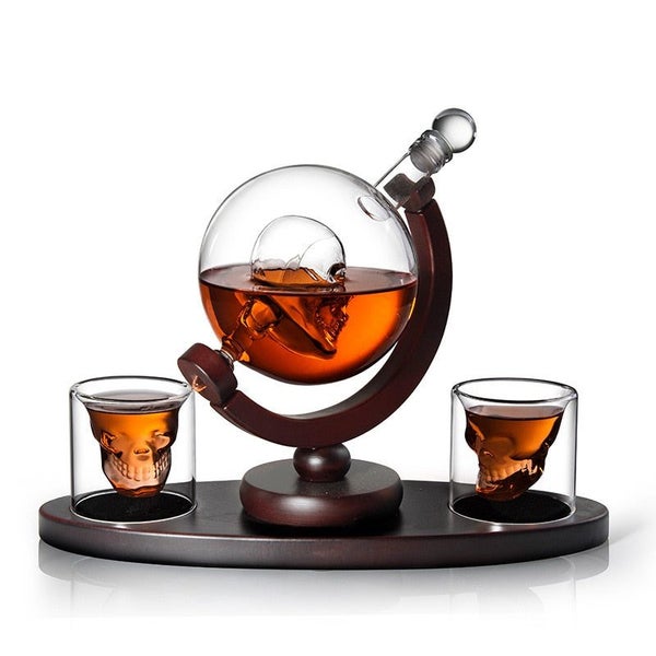 Creative Skull Glass Whiskey Decanter Set 80ml Skull Mug and 850ml Skull CHK12N629664104609301111