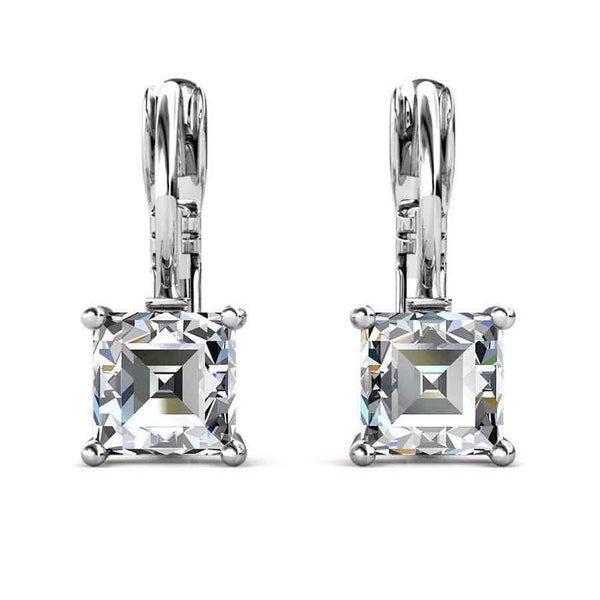 18K White Gold Leverback Crystal Earrings "Tipene" (Crystal) Carousel 2
