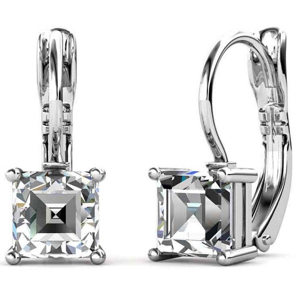 18K White Gold Leverback Crystal Earrings "Tipene" (Crystal) Carousel 1