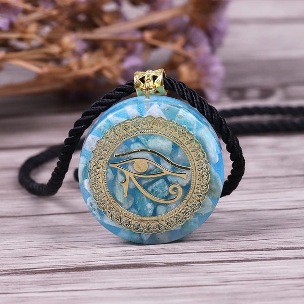 Orgonite Energy Pendant Orgone Amazonite Necklace Horus Eye All-Seeing Ey CHK12N Carousel 1