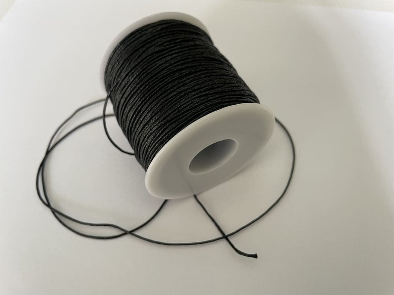 90 metre roll BLACK WAXED COTTON CORD 1mm Carousel 4