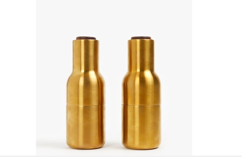 Brushed Brass Bottle Grinder 2 piece set Carousel 1