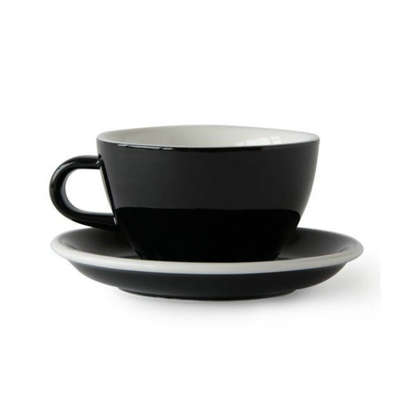 Latte Cup & Saucer Set of Six Cups and Saucers - Black Carousel 1