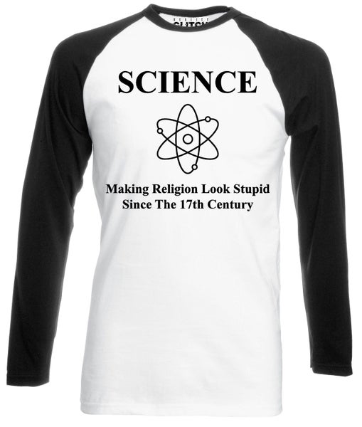 Reality Glitch Science Making Religion Look Stupid Mens Baseball Shirt - Long... Carousel 1