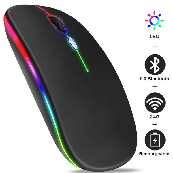 Rechargeable Bluetooth Wireless Mouse with 2.4GHz USB RGB 1600DPI Mouse f CHK12N Carousel 2