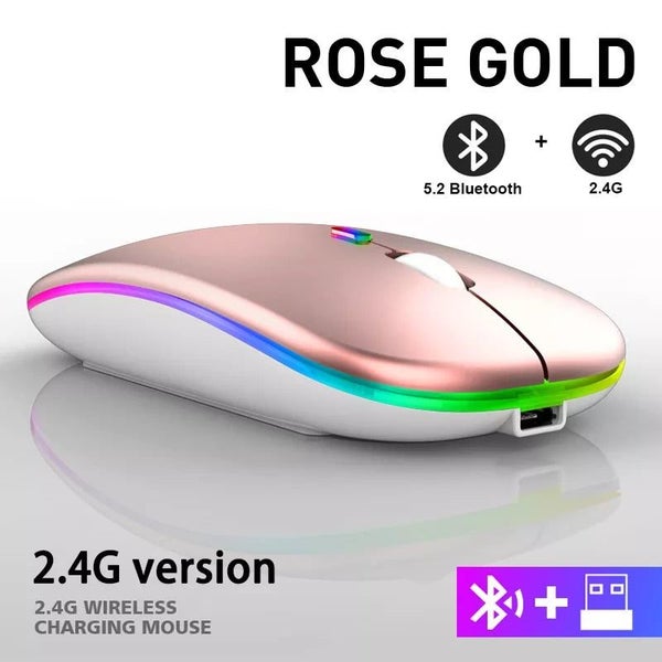 Rechargeable Bluetooth Wireless Mouse with 2.4GHz USB RGB 1600DPI Mouse f CHK12N Carousel 1