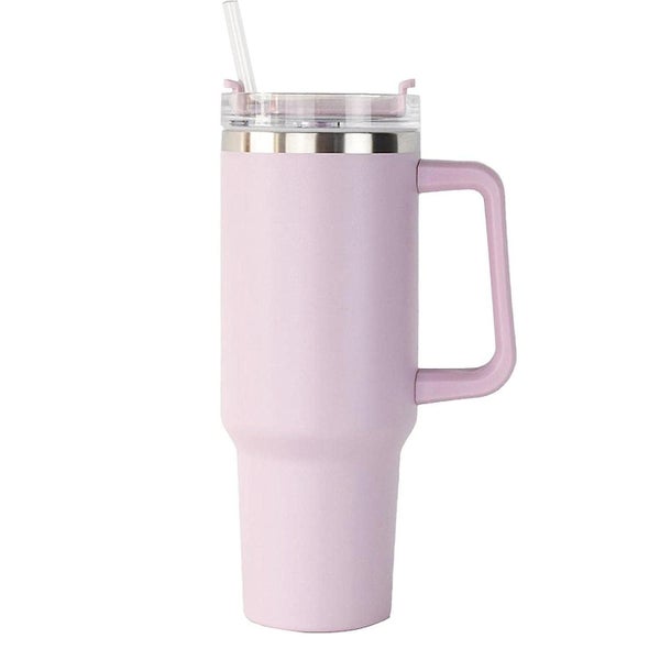 With Straw, Lid & Handle | 40oz/1200ml Stainless Steel Coffee Travel Mug | Leak Carousel 1