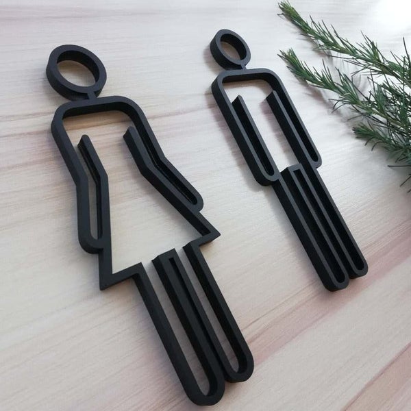 Acrylic Toilet Symbol Adhesive Backed Bathroom Toilet Door Sign for Hotel CHK12N Carousel 2
