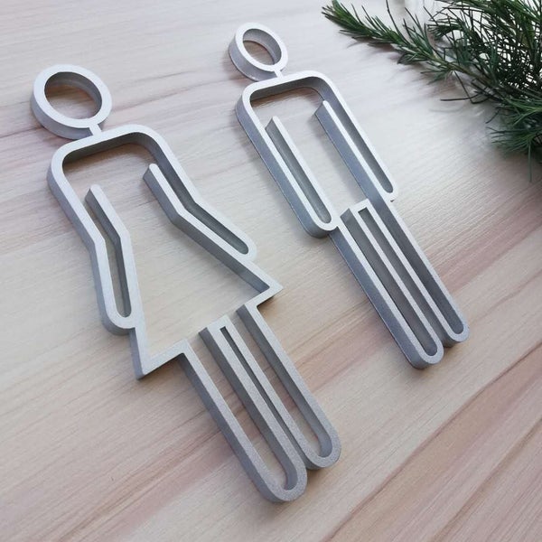 Acrylic Toilet Symbol Adhesive Backed Bathroom Toilet Door Sign for Hotel CHK12N Carousel 1