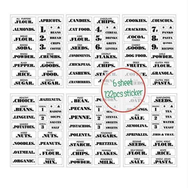 132pcs/6 Sheets Creative Transparent Waterproof Various Shapes Kitchen Ja CHK12N Carousel 1
