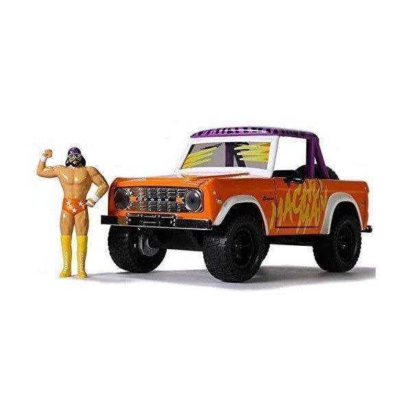 Jada 32046 1/24 1973 Ford Bronco w/"Macho Man" Randy Savage Figurine Carousel 1