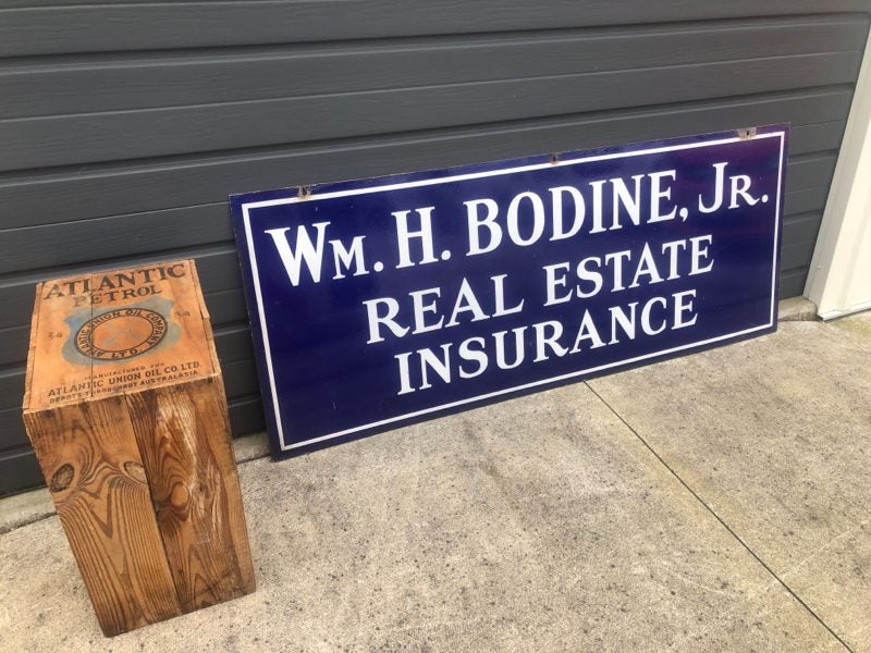 Old Double Sided Enamel Real Estate Insurance Sign Carousel 2