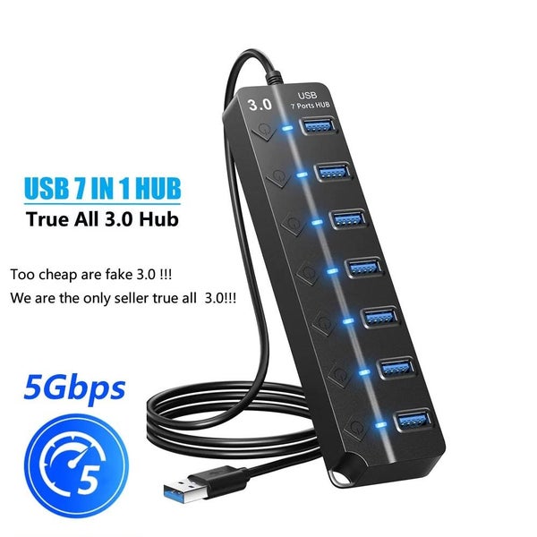 USB Hub 3.0 Multiprise USB High Speed Splitter 7 Port 5Gbps Hub Power Ada CHK12N Carousel 2