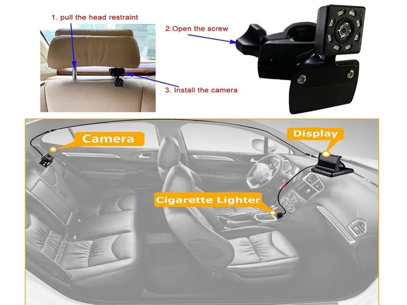 5" Baby Car Monitor Seat Bracket Camera Set - Flashing Screen Carousel 2