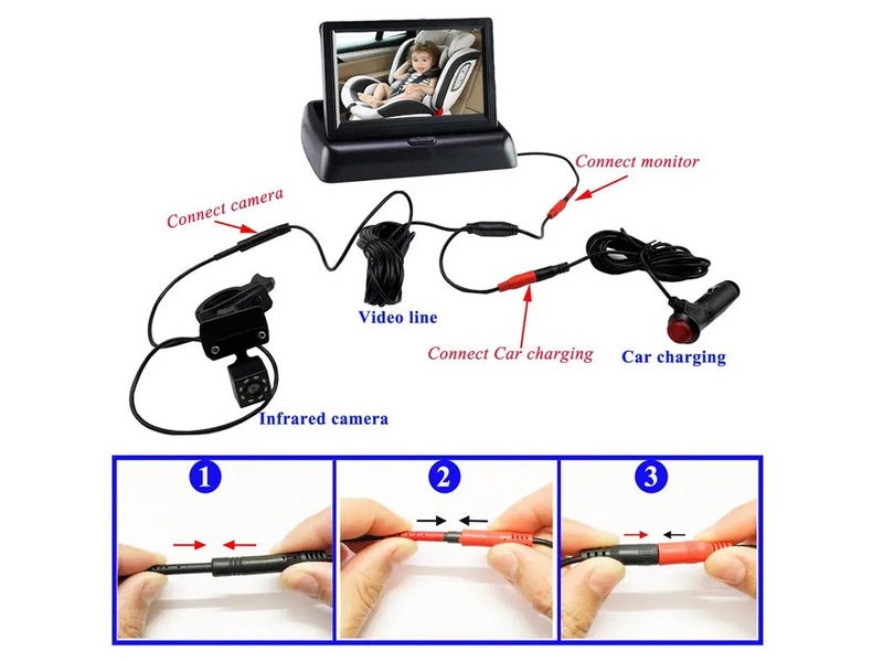 5" Baby Car Monitor Seat Bracket Camera Set - Flashing Screen Carousel 1