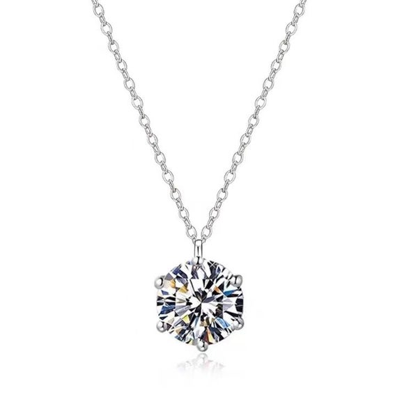 SALE: 3ct Moissanite Diamond Pendant Necklace S925 Silver 18K White Gold Plated Carousel 1