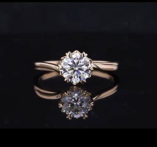 1ct Moissanite Engagement Anniversary Ring 14K YELLOW GOLD Twist Arm Diamond62949054281091111