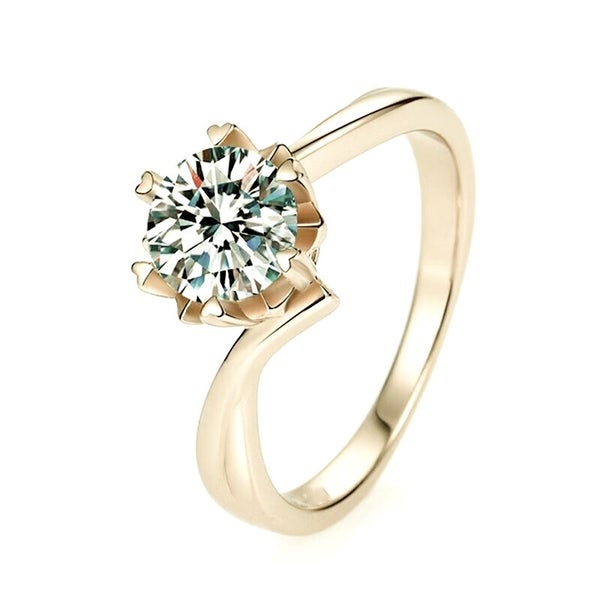 1ct Moissanite Engagement Anniversary Ring 14K YELLOW GOLD Twist Arm Diamond62949054281091118