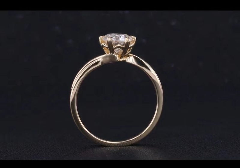 1ct Moissanite Engagement Anniversary Ring 14K YELLOW GOLD Twist Arm Diamond62949054281091113