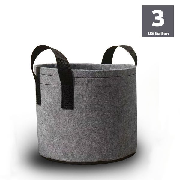 NEW 3 Gallon New Plant Grow Bags Garden Growing Grey Fabric Pot - 25 x 22cm Carousel 1