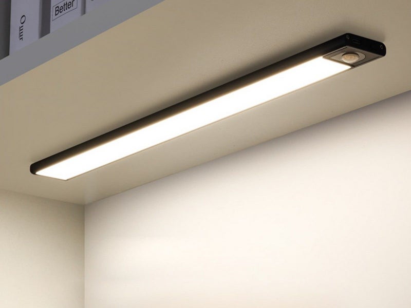 60cm Under Closet Motion Sensor Light Rechargeable Dimmable Cabinet Lamp Black Carousel 1