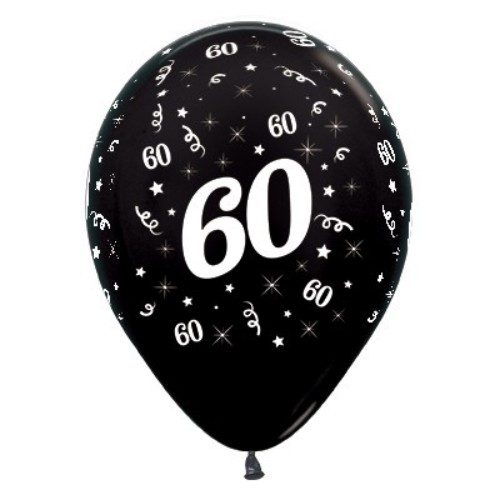 Balloons Age 60 Black Metallic Pearl - Pack of 25 Carousel 1
