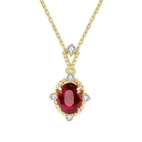 S925 sterling silver red cubic zirconia pendant plated with 14kt real gold Carousel 3