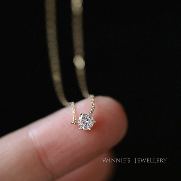 14K Real Gold Plated S925 4 Prongs Setting Cubic Zirconia Necklace Carousel 2