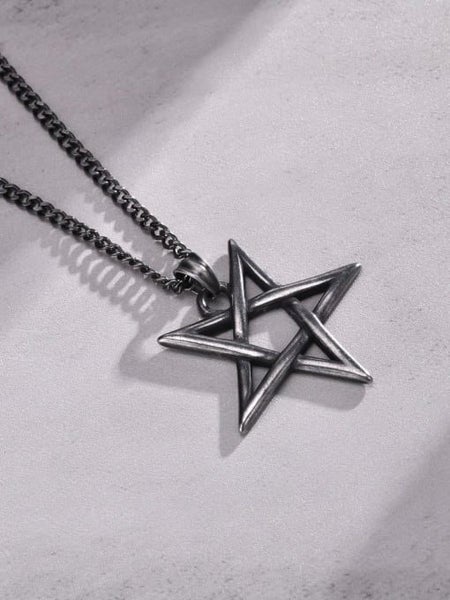 Men's Stainless Steel Pentagram Pendant Necklace Carousel 1
