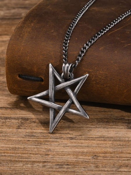 Men's Stainless Steel Pentagram Pendant Necklace Carousel 2