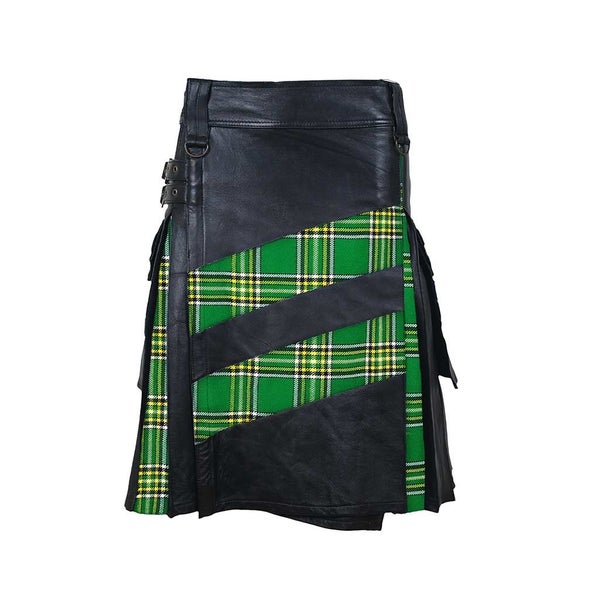 Customized Hybrid Leather Kilt Irish Heritage Or Tartan of Your Choice Carousel 1