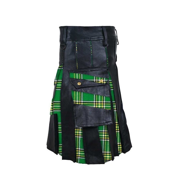 Customized Hybrid Leather Kilt Irish Heritage Or Tartan of Your Choice Carousel 2