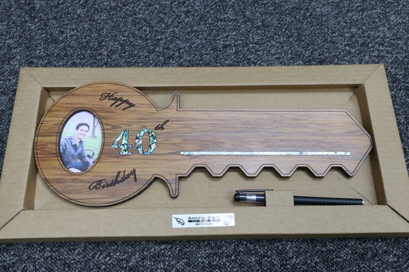 40th KEY - Wooden Photo key with Pen Carousel 1