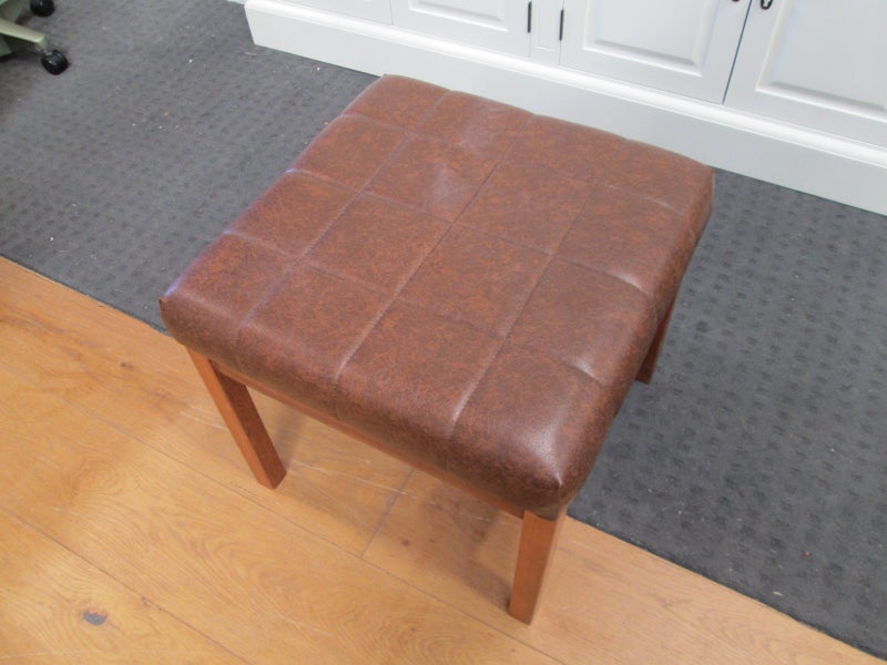 Mid Century Teak & Vinyl Valet Stool Carousel 9