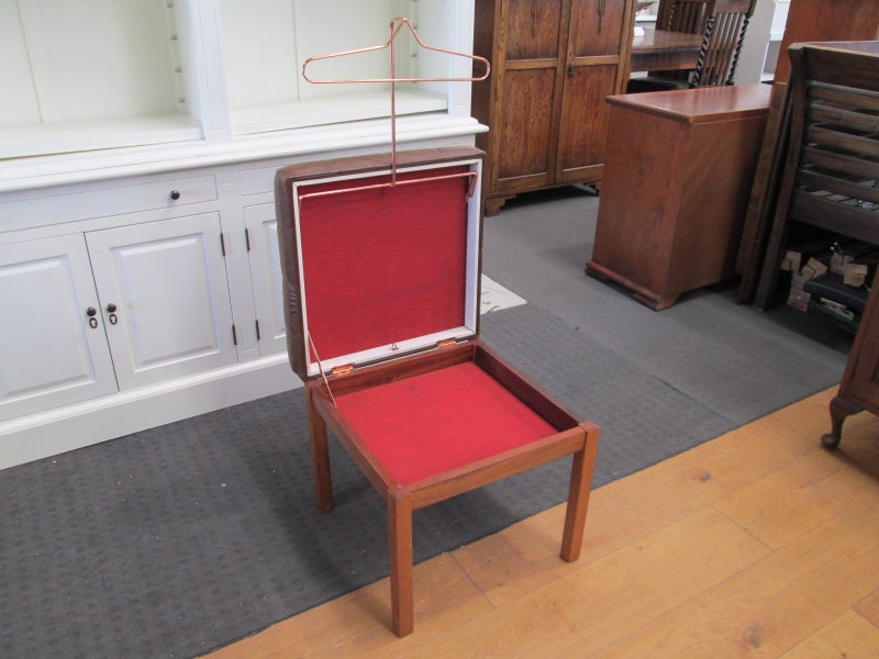 Mid Century Teak & Vinyl Valet Stool Carousel 1
