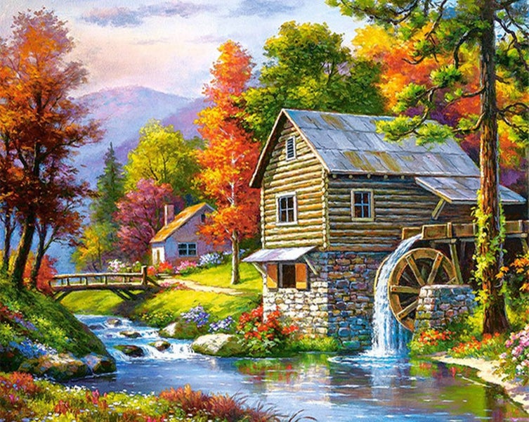 DIY Paint By Number Water Mill In Stock In NZ REDUCED PRICE62957609712259118