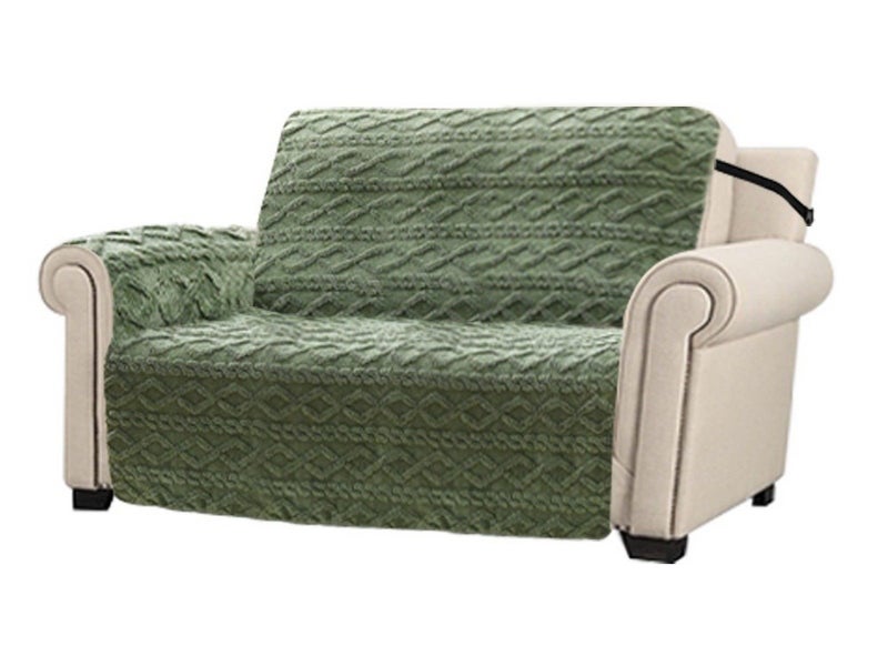 For 2-Seater T-shaped Recliner Couch Cover Recliner Cushion Slipcover Green Carousel 1