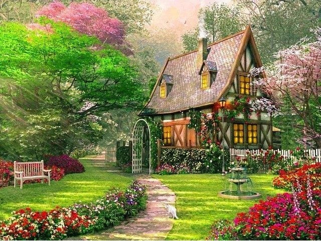 DIY Paint By Number DIY Cottage Garden In Stock In NZ - 1 left in stock Carousel 1
