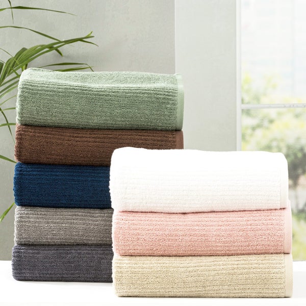 4pc Renee Taylor Cobblestone Bath Towel Sheet 650GSM 160cm Cotton Ribbed Granite Carousel 3