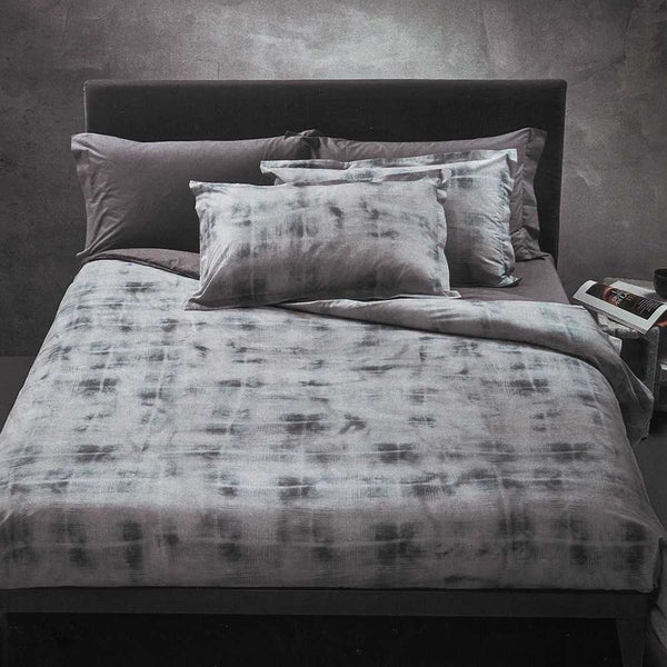 Diesel Tartan Bleach Duvet Cover Grey Queen 220x220cm Set 4pce Carousel 1