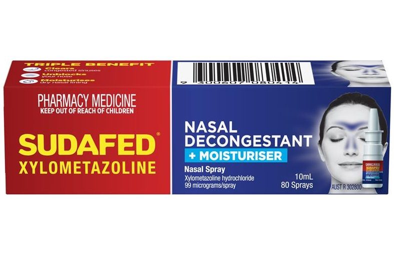 Sudafed Xylometazoline Nasal Decongestant + Moisturiser Nasal Spray Carousel 1